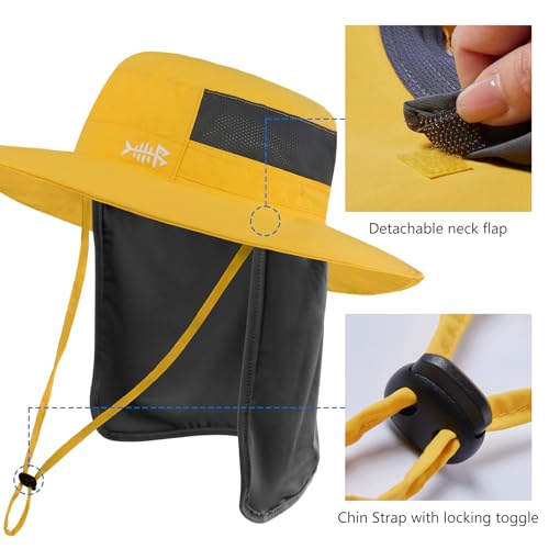 Image of BASSDASH UPF 50+ Sun Fishing Hat Water Resistant with Detachable Neck Flap