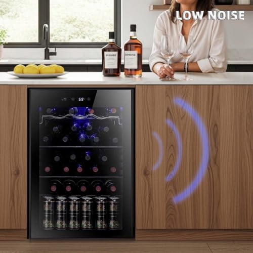 Antarctic Star 36 Bottle Wine Cooler Beverage Refrigerator Small Mini Wine Cellar Beer Soda Bar Fridge Quiet Operation Compressor Adjust Temperature Freestanding Black, 4.4 Cu. Ft - Image 6