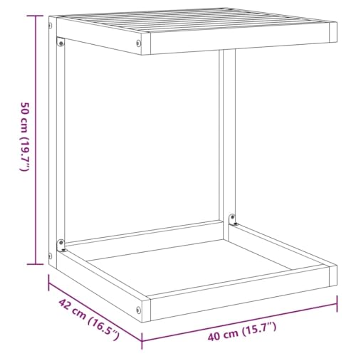 Mesa de madera maciza de acacia aceitada con estante estable para porche 3