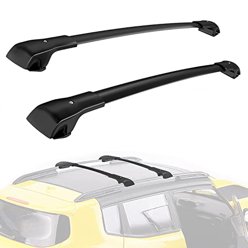 Auxko Car Cross Bars Roof Racks for 2015 2016 2017 2018 2019 2020 2021 Jeep Renegade with Side Rails, Aluminum Luggage Racks Rooftop Crossbars Replacement