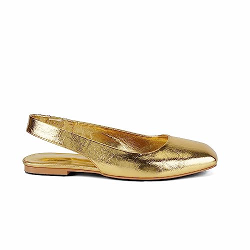Flat Sandals Wide Fit Gold Flat Slingback Shoes SIFINELAR Women
