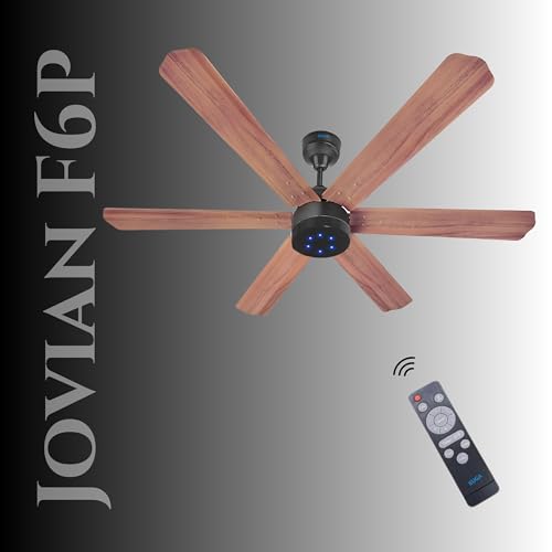 Image of XUGA Jovian F6P Premium Smart 1200mm, BEE 5-star BLDC fan,6 Blade,Remote Ceiling fan for Home, 100% Copper Motor,Energy Saving, High Air Delivery, Aesthetic LED Light (Oakwood)(5 Year Warranty)