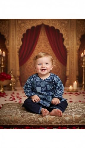 Ensemble Dhoti Kurta indien en coton imprimé pour bébé garçon ATUN - 2
