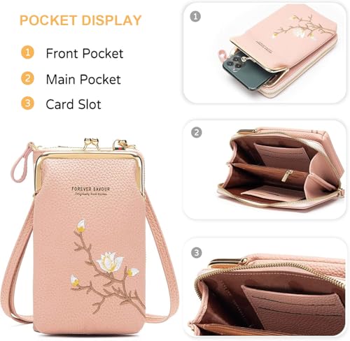 Women Sling Cross-Body Wallet with Mobile Cell Phone Holder, Cell Phone Purse RFID Blocking Wallet Purses for Travel3