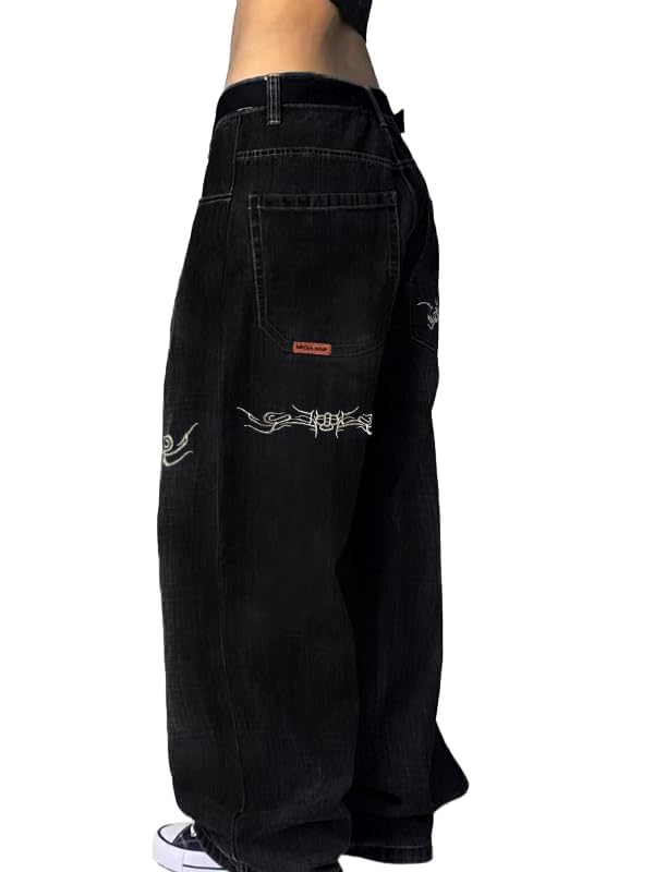 Baggy Jeans Women Men Hip Hop Goth Street Y2k Jeans with Skeleton Print Vintage High Waist Baggy Jean for Woman2