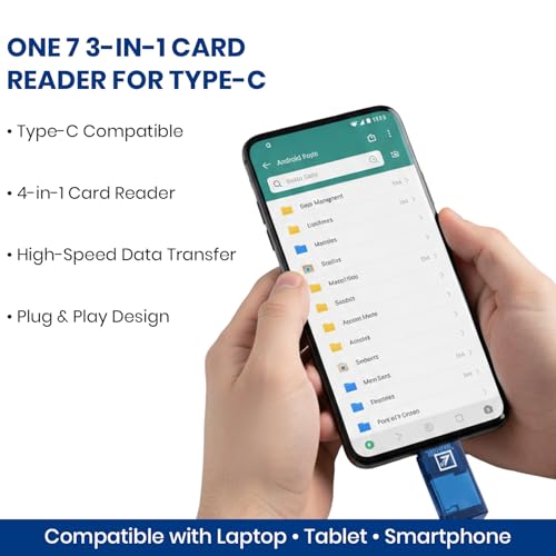Image of ONE 7 3 in 1 SD & TF Card Reader for Type C | Type C OTG Card Reader | Supports TF, SD, SDHC, SDXC, MMC, RS-MMC, Micro SDXC | High-Speed Data Transfer for Laptop, Tablet & Smartphone (ON CC-40)
