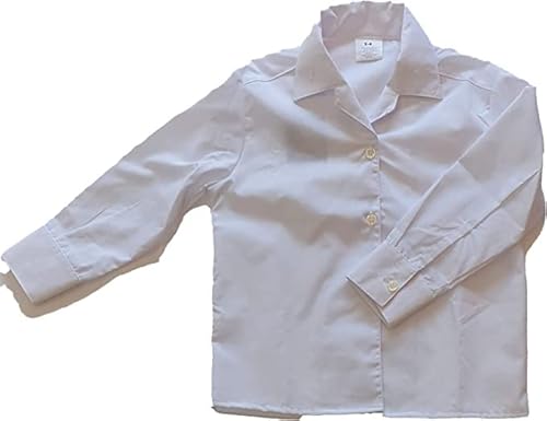 Camisa Niña o Niño Blanca para Uniformes Escolares Oxford con Botones Manga Larga Blusa Básica para Niña 2-14 años (14 Años)