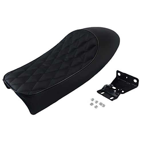 Asiento motocicleta cojín de sillín repuesto estilo Brat para motocicleta retro vintage negro 2