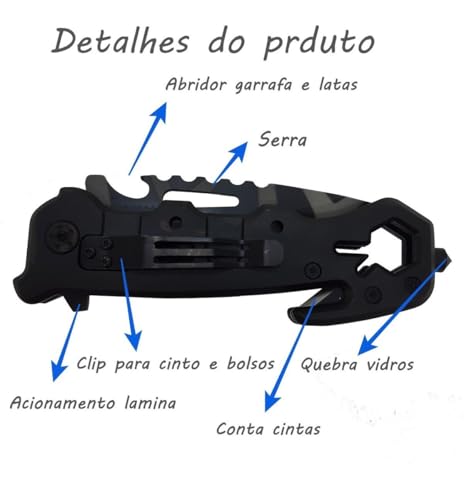 Canivete Retrátil De Bolso Portátil Faca Pesca Caça Camping