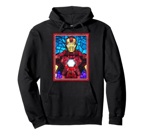 Sweat Marvel Iron Man portrait vitrail, hoodie graphique aux finitions soignées