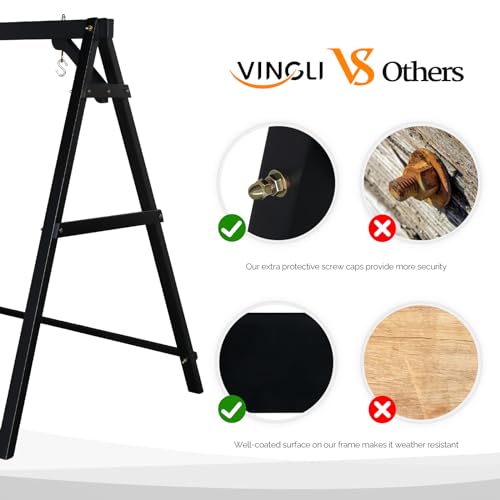 Image of VINGLI 6.9FT Wooden Porch Swing Frame for 5FT Swing, Black