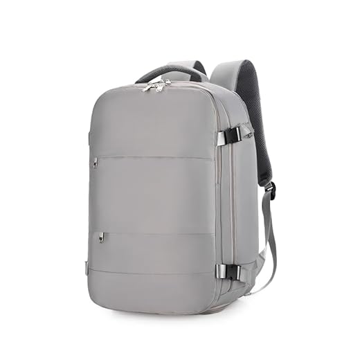 Mochila Executiva de Viagem Grande, Compacta Super Reforçada Mochila Para Notebook, Mala de Mão com USB Unissex Moderna PREMIUM Appari (Cinza com Rosa)