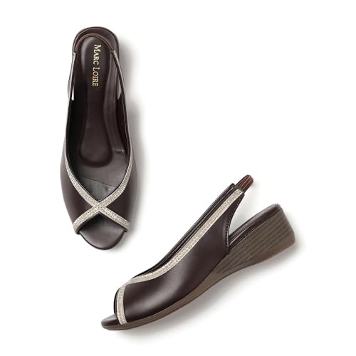 Image of Marc Loire Women's Open Toe Block Heel Metallic Fashion Sandals for Everyday