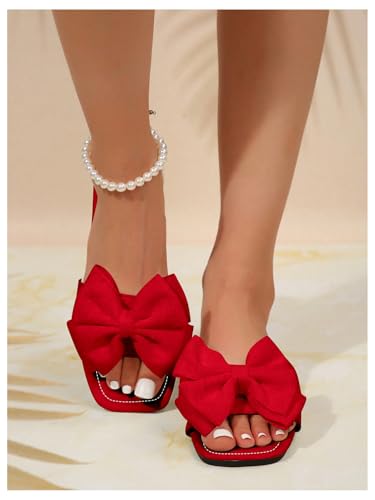 Verdusa Women's Bowknot Flat Sandals Summer Open Toe Slide Slip On Sandals3