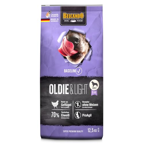 BELCANDO Baseline Oldie & Light [12,5kg] Trockenfutter für Hunde | Für ausgewachsene, wenig aktive oder ältere Hunde Aller Rassen