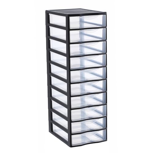 Sundis 10-Drawer DIY Storage Tower, Black