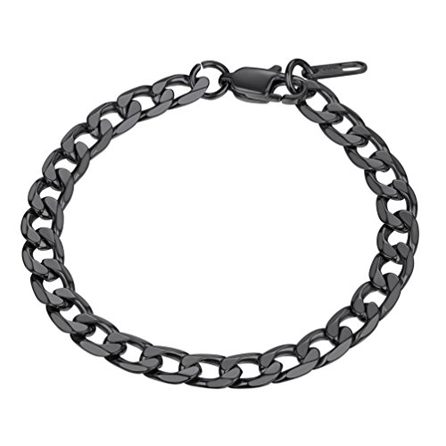 Men's 316L Stainless Steel Flat Cuban Chain Bracelet in Silver/Gold/Black