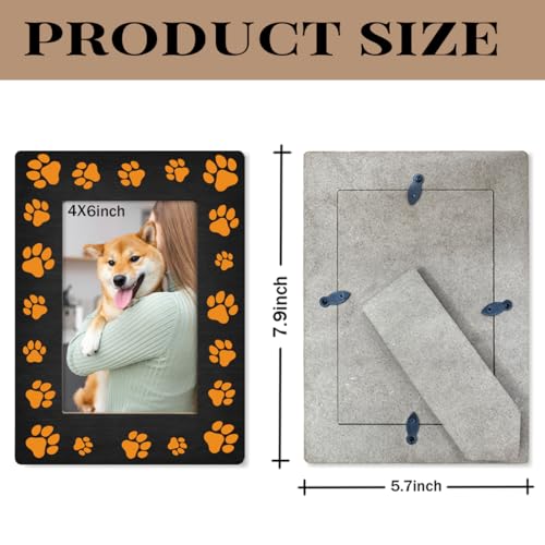 WQXHN Pet Wood Picture Frame, Paw Print Design, Farmhouse Wooden Picture Frame Gift for Pet Lovers, Best Dog Ever, Memorial Dog, Best Cat Ever, Home Office Table Decor, Holds 4 x 6 Inch Photo
