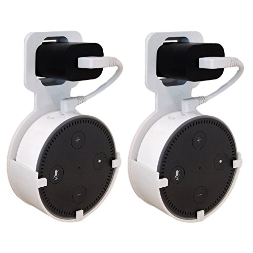 The Spot for Echo Dot by Dot Genie: The Original Outlet Plug-in Wall Mount Hanger Stand for Amazon Alexa Echo Dot 2nd Generation - No Messy Wires or Screws - Multiple Colors (White 2-Pack)