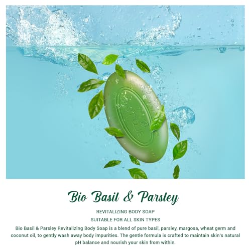 Image of Biotique Basil & Parsley revitalizing Bathing Bar 150g x 3