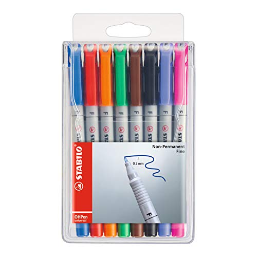 Marcatore - Stabilo Ohpen Universal Cancellabile - Tratto Fine (0,7 Mm) - Astuccio Da 8 - Colori Assortiti