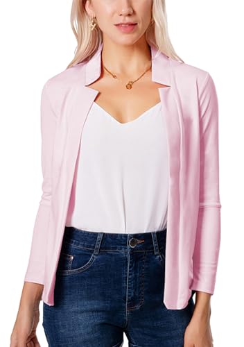 Image of YMING Womens Open Front Work Blazer Business Long Sleeve Jackets Solid Color Office Short Cardigans