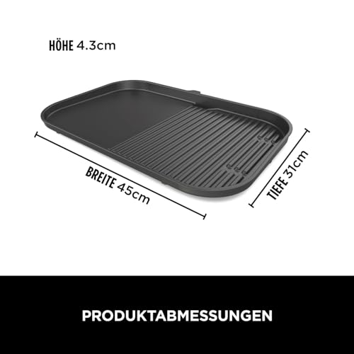 Ninja Woodfire XL flache Grillplatte, antihaftbeschichtete Kombination aus Flach- und, kompatibel mit BBQ Grill OG850/OG901, offizielles Ninja-Zubehör, XSKOGXLGGCMEU, Schwarz