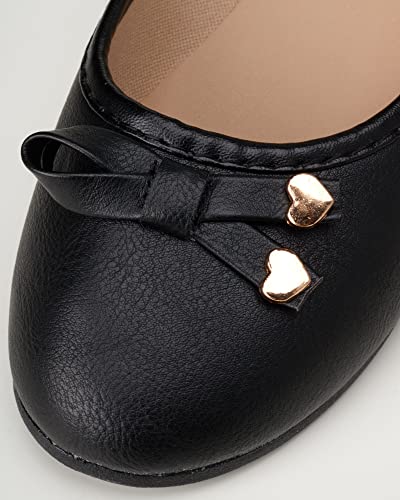KENSIE GIRL Shoes - Classic Leatherette Ballet Flats with Glitter Bow (Toddler/Girl)3