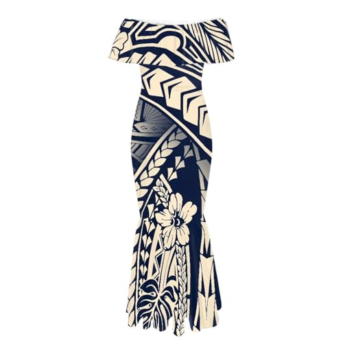 Image of Polynesian Dresses for Women Off Shoulder Maxi Dress Puletasi Samoan Dresses S-7XL