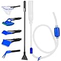 BEGONDIS 5 in 1 Aquarium Fish Tank Siphon Vacuum & Gravel Cleaner - Fish Tank Cleaning Kit Tools Algae Scrapers Set for Water Changing and Sand Cleaner
