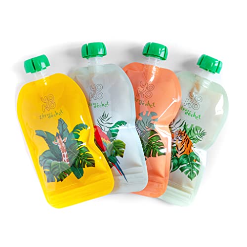 YOKO DESIGN - Gourdes a Compotes : EASYPOTE (lot de 4) coloris : blanc, vert clair, jaune, peche