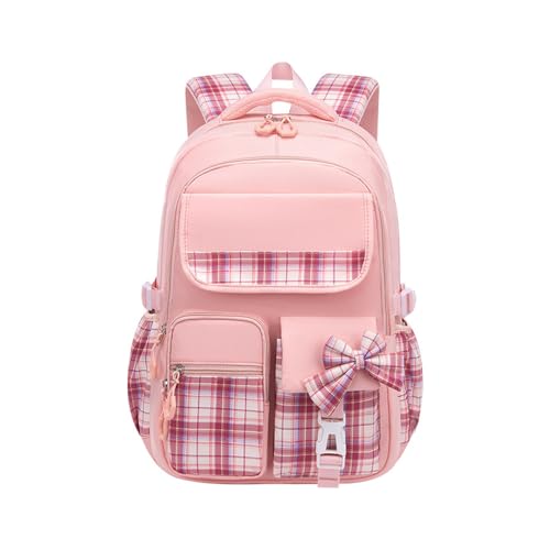 Backpack for Girls Kawaii Kids School Schoolbag Cute Bow Elementary Bookbag Travel Backpack (Pink, Medium)