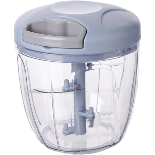 Figoday 手動式ニンニクみじん切り食器洗い機で洗うことができます500 ml/900 mlダブル容量カバー付き簡単に洗浄できますニンニク泥神器生姜末唐辛子みじん切り研磨器キッチン小型手動にんにく?找器 蓉機サプリメント作りツール (大きい,ブルー)