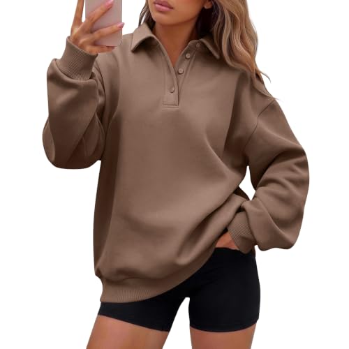 Numaller Womens Oversized Sweatshirt Plus Size Button Collared Polo Shirts - image 1