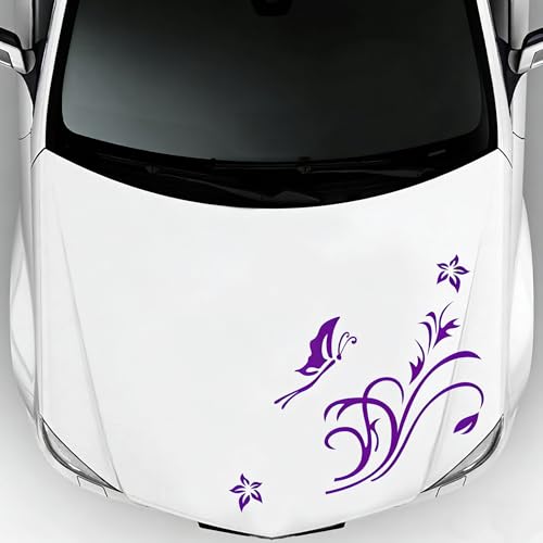 Image of Car Body Decals Carved Hollow Flower Butterfly Decorative Stickers Anti-Scratch for Cars, Vans, SUVs, Trucks,Set of 3 pcs (Purple)