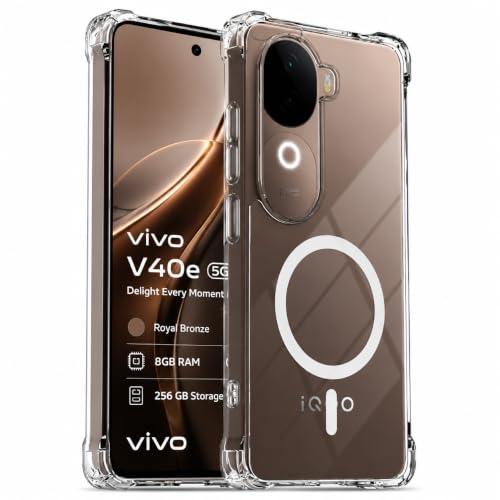 Image of Transparent Back Cover for iQoo Z9s 5G | Vivo V40e 5G Shockproof Side TPU Bumper & Back Pc Protective Magnetic Support Cover Case (Vivo V40e 5G)