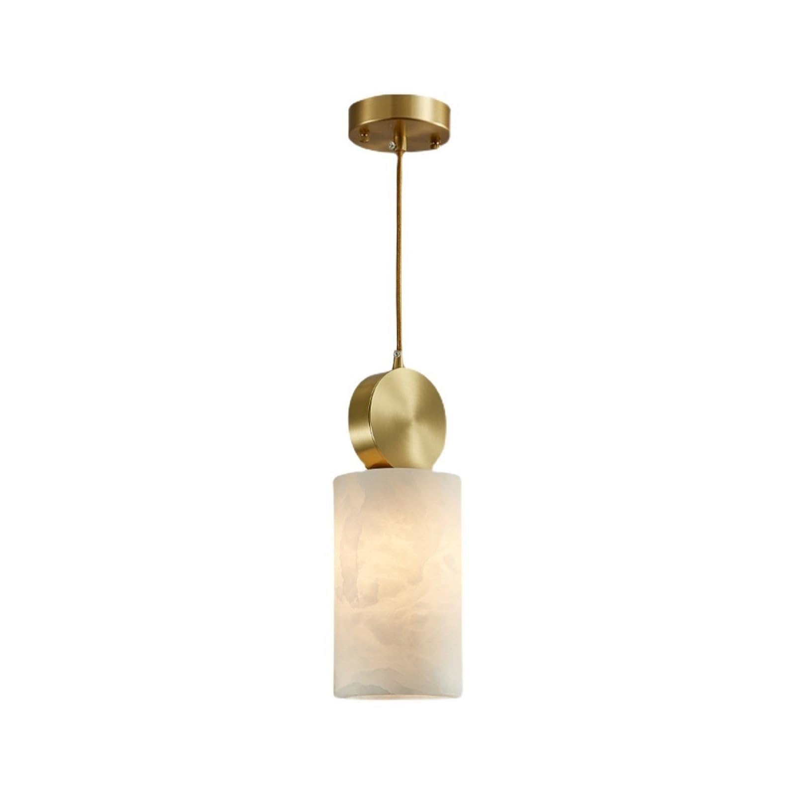 PLQWUJD Exquisite Chandelier Column Ceiling Light Fixture Cylindrical Ceiling Lamp Marble Pendant Lighting All Copper Chandelier Close to Ceiling Light Modern