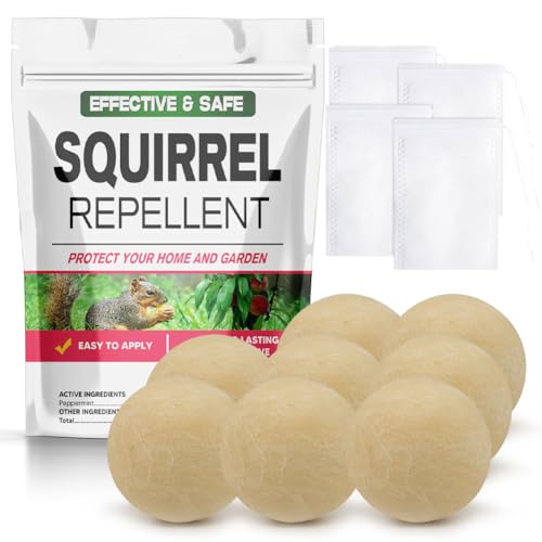 AUDQQM Squirrel Repellent, Chipmunk Repellents Outdoor, Squirrel Deterrent for Garden & Bird Feeders, Prevent Chewing & Nesting, Safe for Pets & Children–8 Pack