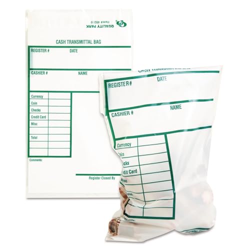 Quality Park Poly Cash Transmittal Bags, Self-Seal, Clear, 6 x 9, 100 per Pack, (45220)