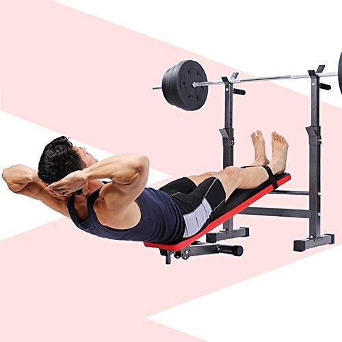 Halterbank met Verstelbare Stangsteun en Diphandgrepen, Opvouwbare Bankdrukbank, Laadvermogen van het Weight Bench 200 kg, Max Uitgevouwen Grootte 111 * 58,5 * 125 cm - Image 6