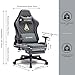 Symino Gaming Stuhl - Ergonomischer Bürostuhl im Racing Style, 200kg Belastbarkeit, verstellbare Armlehnen, Vintage PU Leder, Gaming Chair mit Fußstütze (Grau)