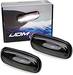 iJDMTOY Smoked Lens White Full LED Front Side Marker Light Kit Compatible With Land Rover 1998-15 Defender, 02-05 Freelander & 98-04 Discovery 2 LR2, Powered by 16-SMD LED, Replace OEM Sidemarkers