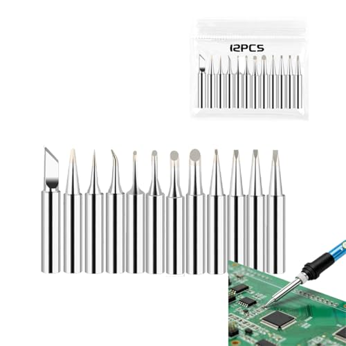 12PCS 900M Soldering Tips for HAKKO 936,937,907 series and TENMA, ATTEN, Quick, Aoyue, Yihua Soldering Iron Tips Replacement Solder Tips for Welding Equipment