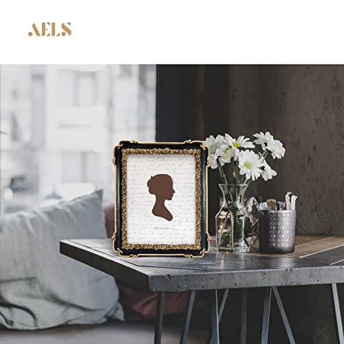 Aels 8X10 Inch Vintage Black Picture Frame, Elegant Antique Photo Frames With Glass Front, Photo Display, Tabletop Wall Hanging, Gift Ideas, With Golden Rose #TOP5
