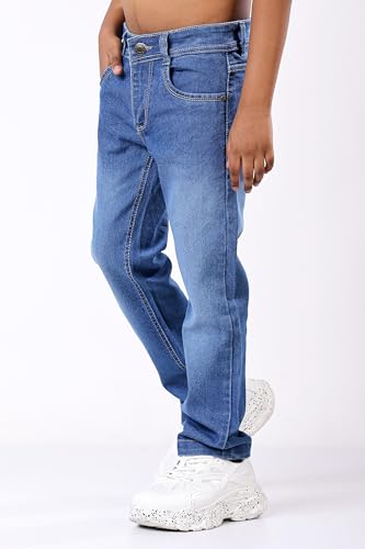 Image of London Hills Boys Regular Fit Mid Rise Jeans Premium Slim Fit Kids Comfortable Everyday Wear | Soft Cotton Button with Fly Zip