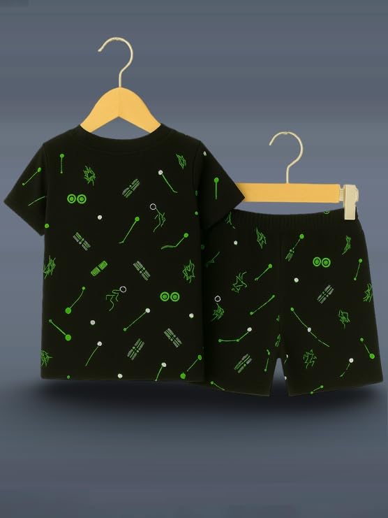 Image of UZARUS Kids Boys' Printed T-Shirt and Shorts Combo Set | Comfortable Summer Wear | Daily Casual Outfit | (Pack of 3)