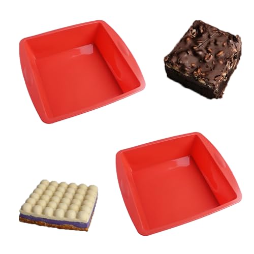 BMZXCH 2 Piezas 20 cm Moldes Pastel Molde Silicona Reposteria Cuadrado Bizcocho Horno, Moldes Silicona Bizcocho Air Fryer para Pan Tartas de Silicone Antiadherente, Pasteles, Hornear