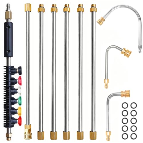 Pressure Washer Extension Wand 6 Nozzles Curved Lance for Gutter Cleaning