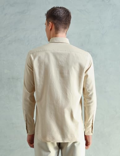 Image of Arrow Sport Solid Slim Fit Cotton Shirt for Men - Full Sleeve Mens Casual Shirts