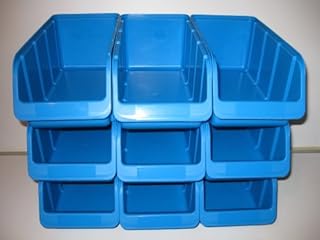 HaW - Cajas apilables (9 unidades, tamaño 3/L, 145 x 315 x125 mm), color azul